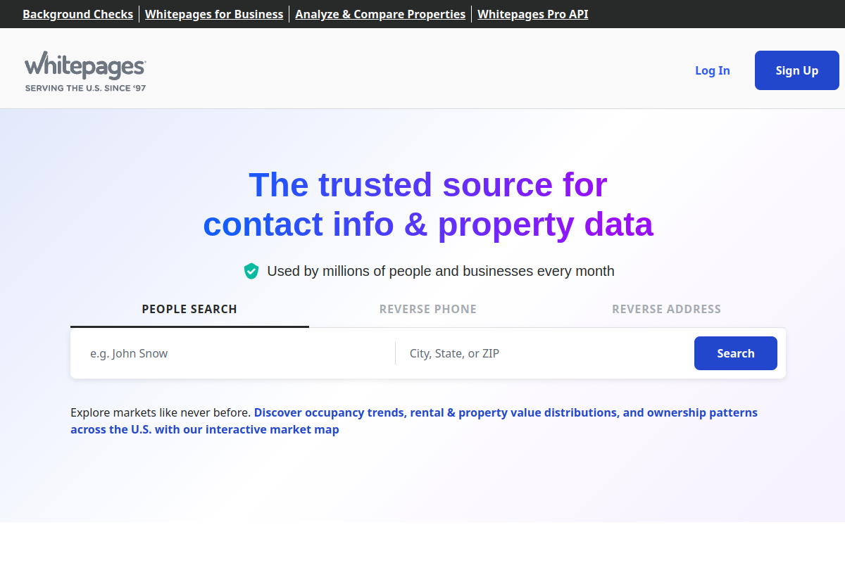 Whitepages website screenshot